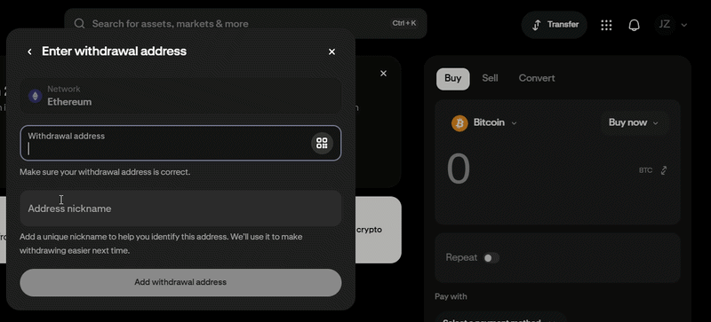 Kraken Exchange doesn't allow ENS names as the recipient in the withdrawal flow