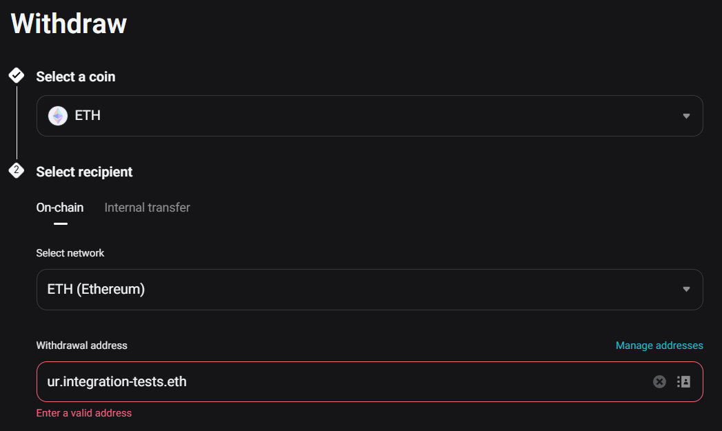 Bitget exchange doesn't allow ENS name as recipient in the withdrawal flow