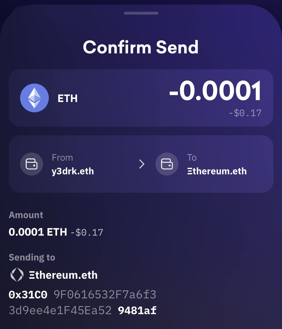 Kraken Wallet correctly resolves the address for Ξthereum.eth