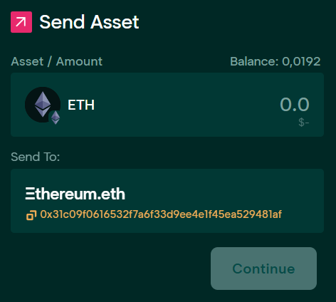 Taho Wallet correctly resolves the address for Ξthereum.eth