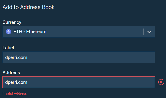 Bitfinex Exchange fails to resolve the address for dperri.com