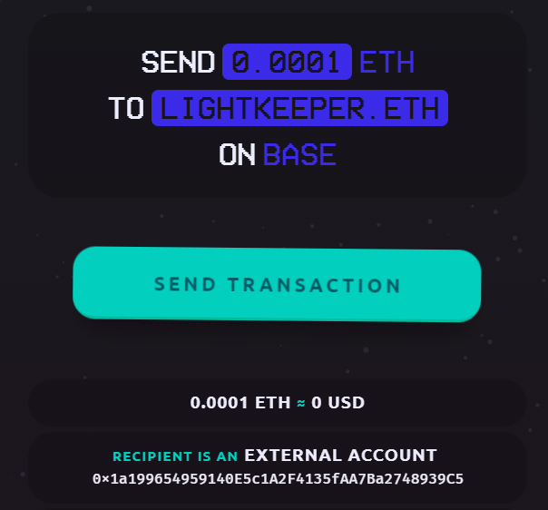 Frame Wallet fails to resolve the address for lightkeeper.eth on the Base chain